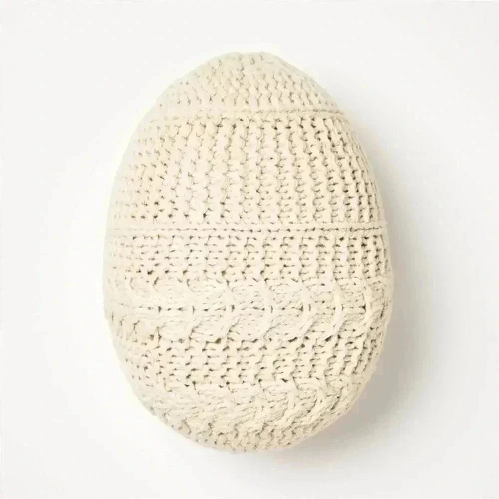 NWT Shaped Crochet Egg Throw Pillow Cream - Threshold designed with Studio McGee